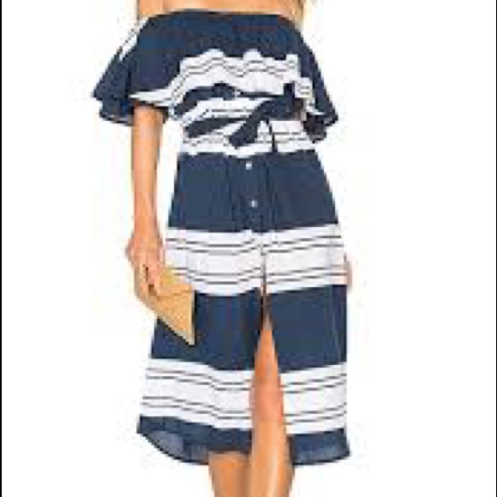 Faithfull the Brand Navy Stripe Majorca Tiered Dress 4
